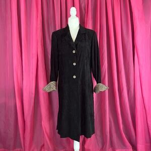 Vintage 80s Ultra Dress NY leopard button down long jacket, 16